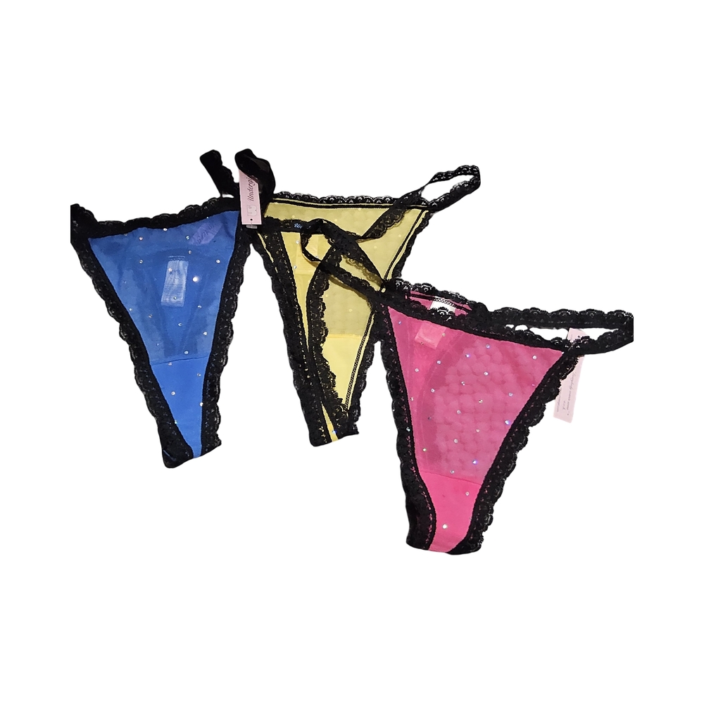 New 3 pair Undergirl Lace Trim Panties Set - Blue, Yellow, Pink large